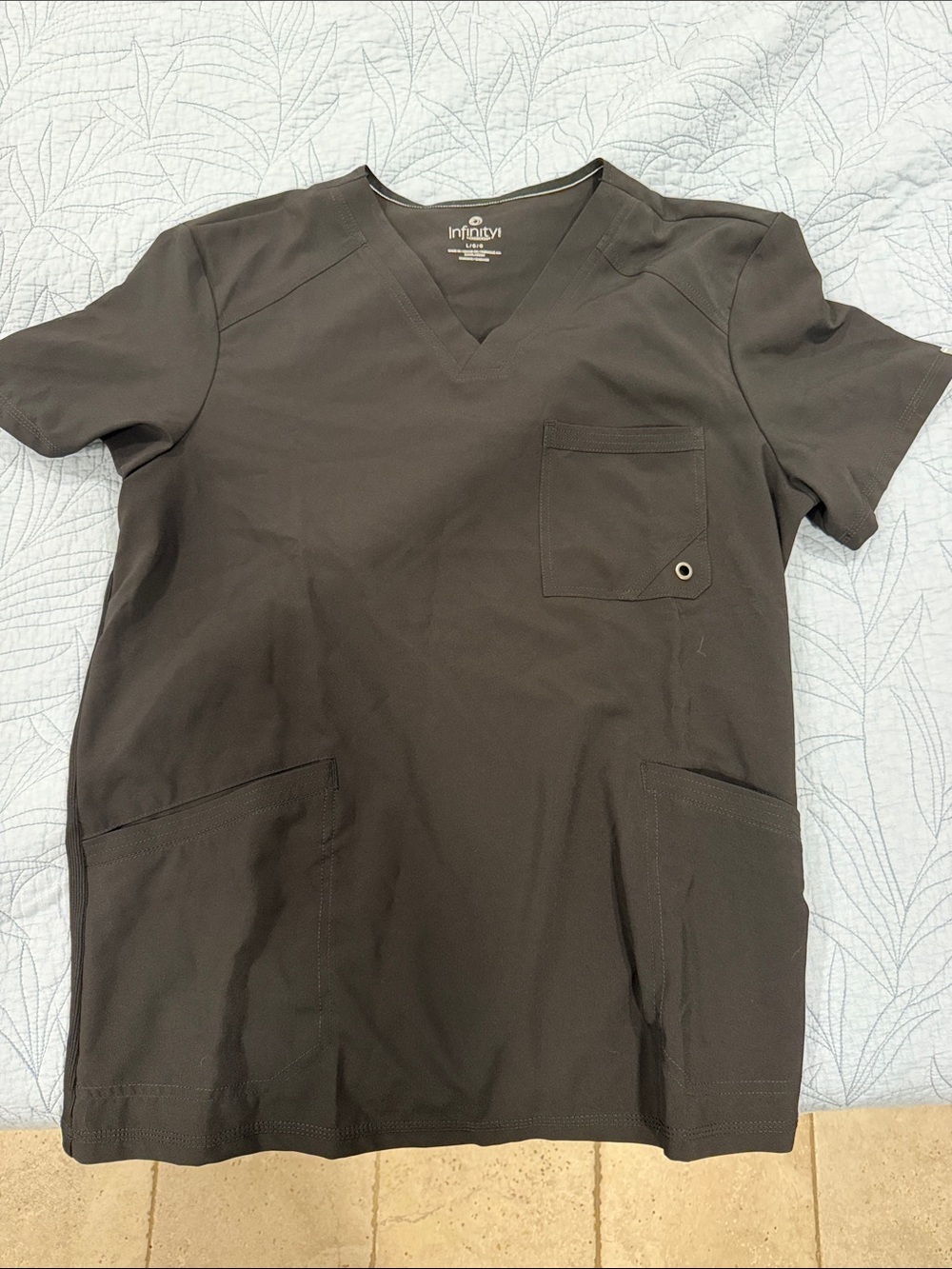 Infinity Men's Black V-Neck Utility Scrub Top